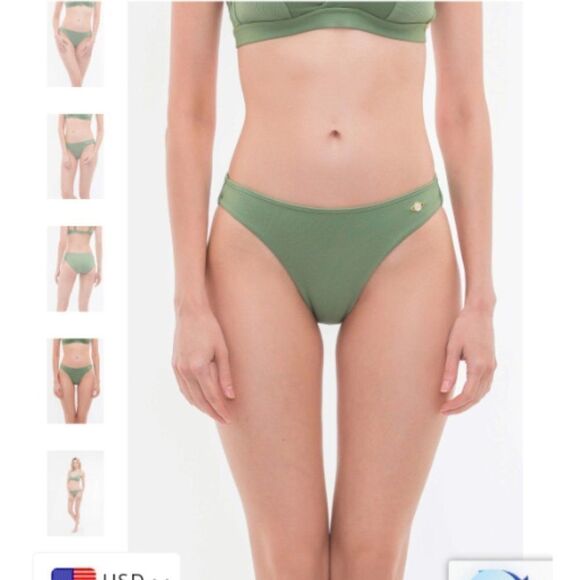 Sunseeker 10 green Rustic Sweetheart Bralette & textured mid-rise bikini bottom - Picture 7 of 16